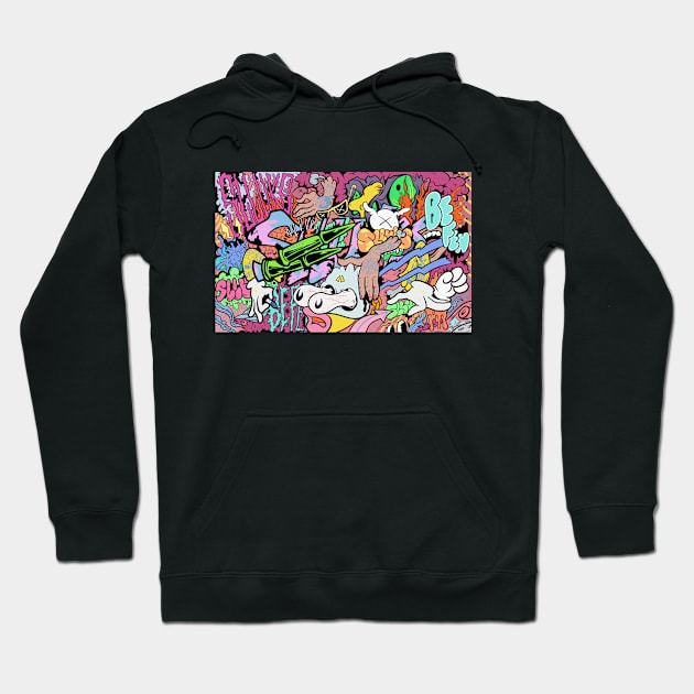 Colorful Slluks montage graffiti illustration Hoodie by slluks_shop